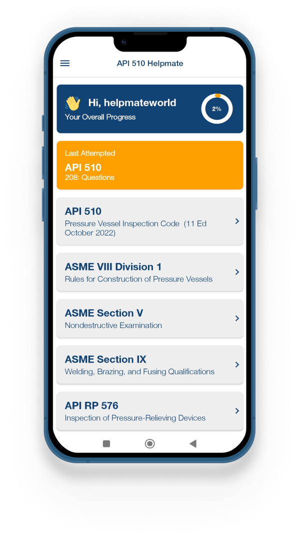 API 510 Question and Answer App